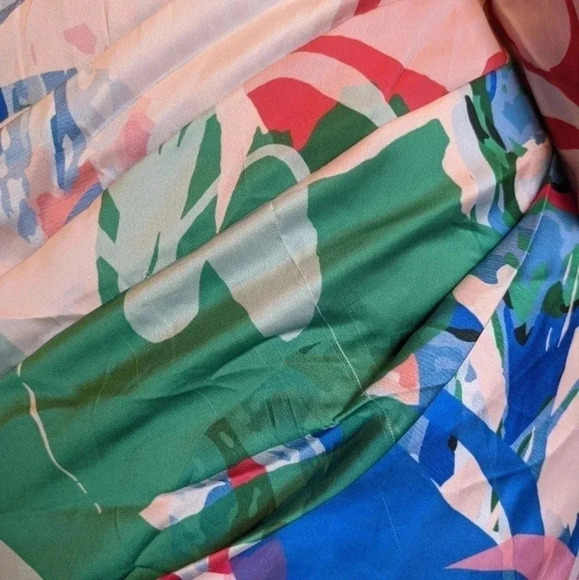 Mandira Wirk Multi Color Satin Printed Draped Dress - Picture 7 of 13